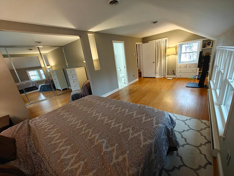 Master bedroom with dressing room on left.