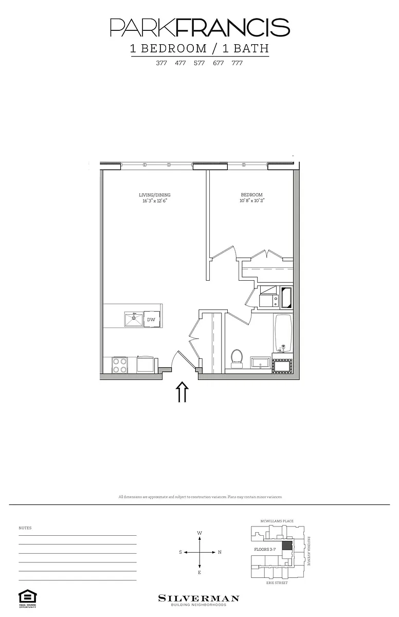 Floor plan One Bedroom 77 Line