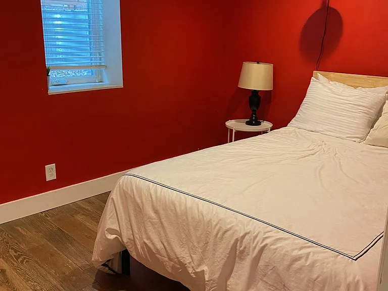 This bedroom is no longer red