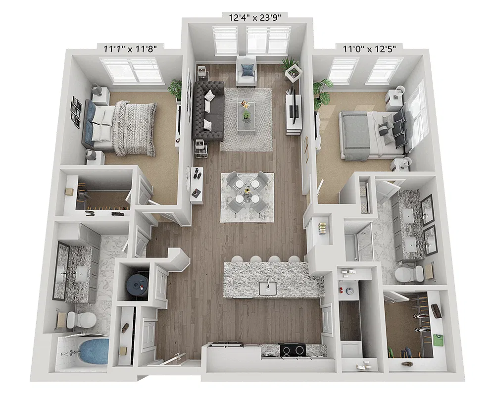 Floor plan Two Bedroom B2D