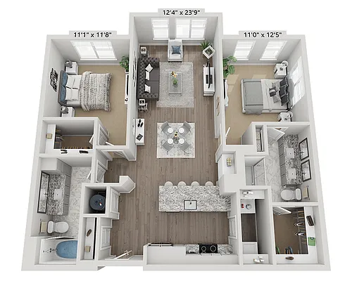 Floor plan Two Bedroom B2D