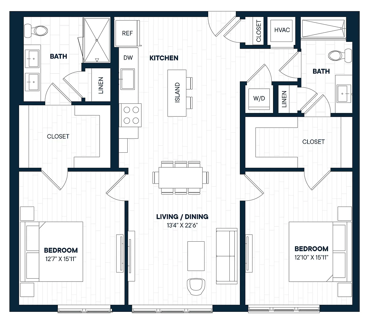 Floor plan 2 Bed 2 Bath-B8