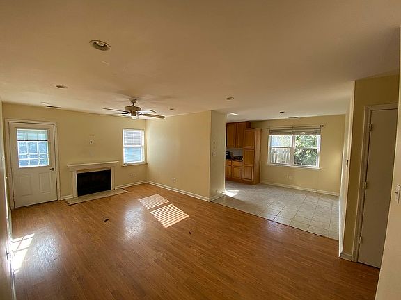 Wood burning fireplace.