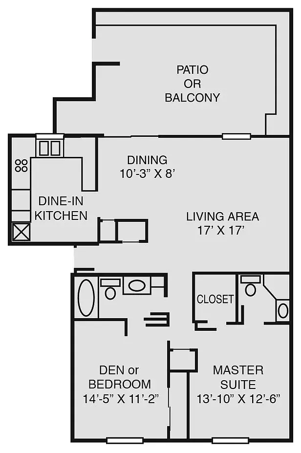 Floor plan 2 Bed/2 Bath Up (H)