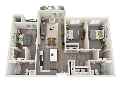 Floor plan C2: 3 Bed 2 Bath