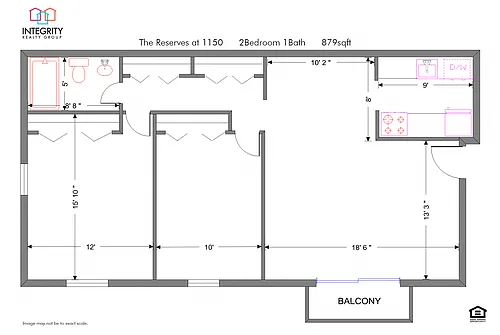Floor plan 2 Bedroom 1 Bath Garden