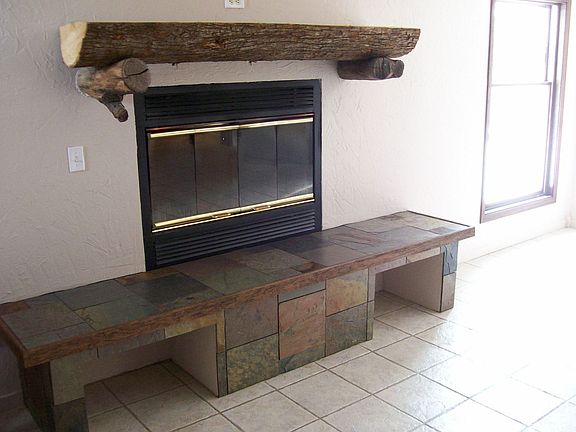 Raised slate hearth detail