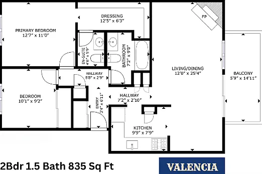 2 Bdr 1.5 Bath, 835 Sq Ft 2 Bdr 1.5 Bath, 835 Sq Ft