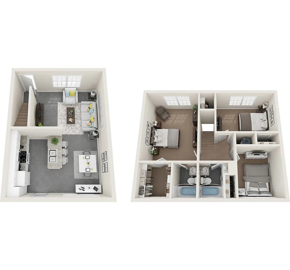 Floor plan Three Bedroom Townhome
