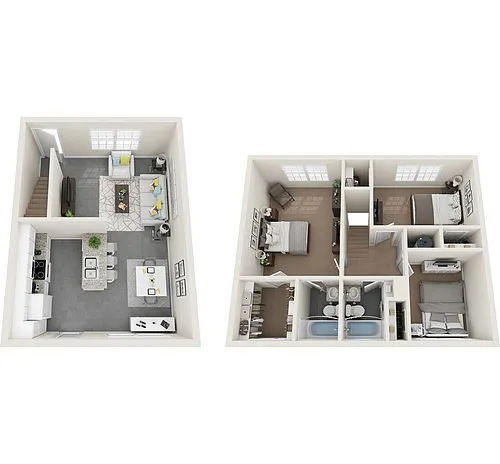 Floor plan Three Bedroom Townhome