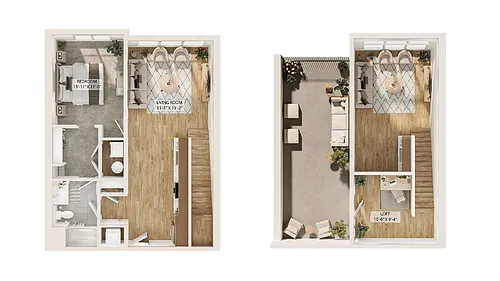 Floor plan 1 Bed/1 Bath Loft-A1L