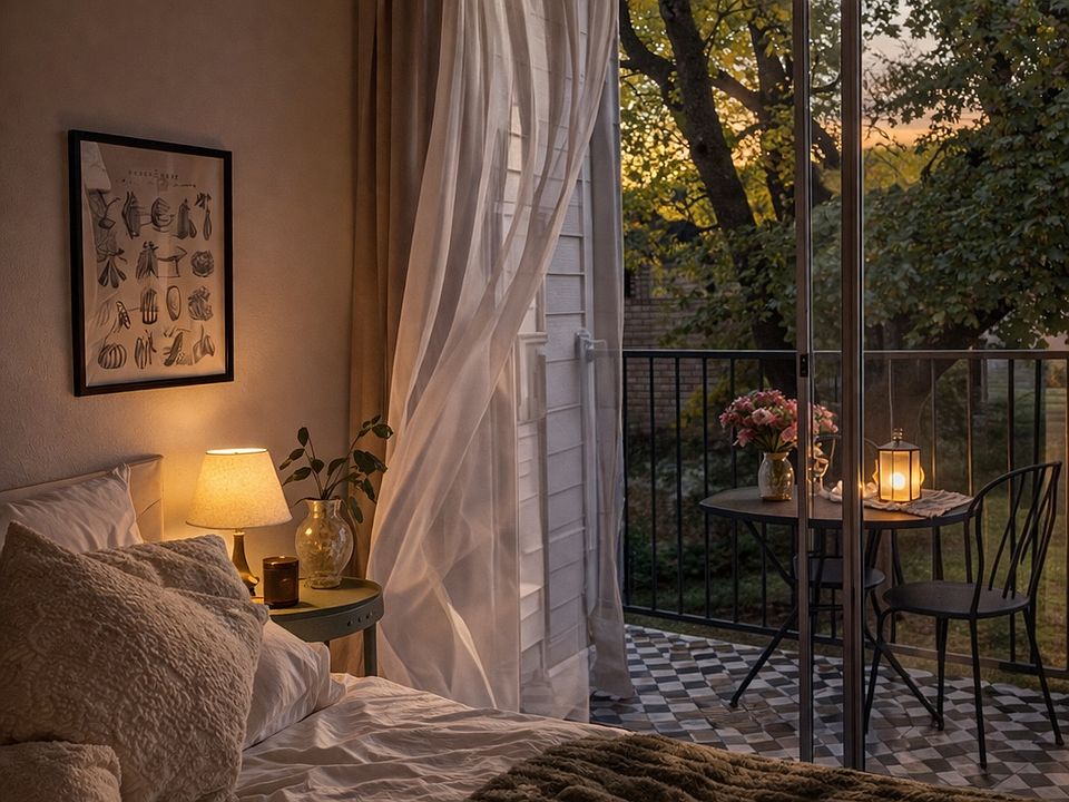 Come home to sunset light by your bed_where quiet evenings feel softer, and you won't want to leave.
Natural light and view as shown.