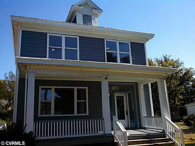 Spacious covered front  porch is 