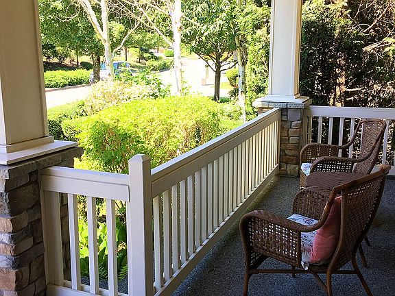 Porch w/ view of park.