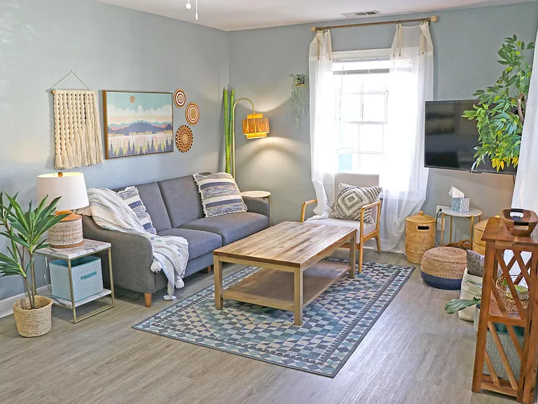 Sofa converts to a bed.