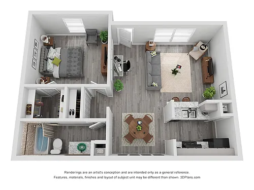 Floor plan 1X1E Renovated