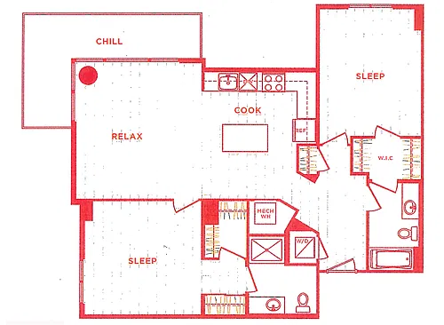 Floor plan 2 Bed/2 Bath s-b11