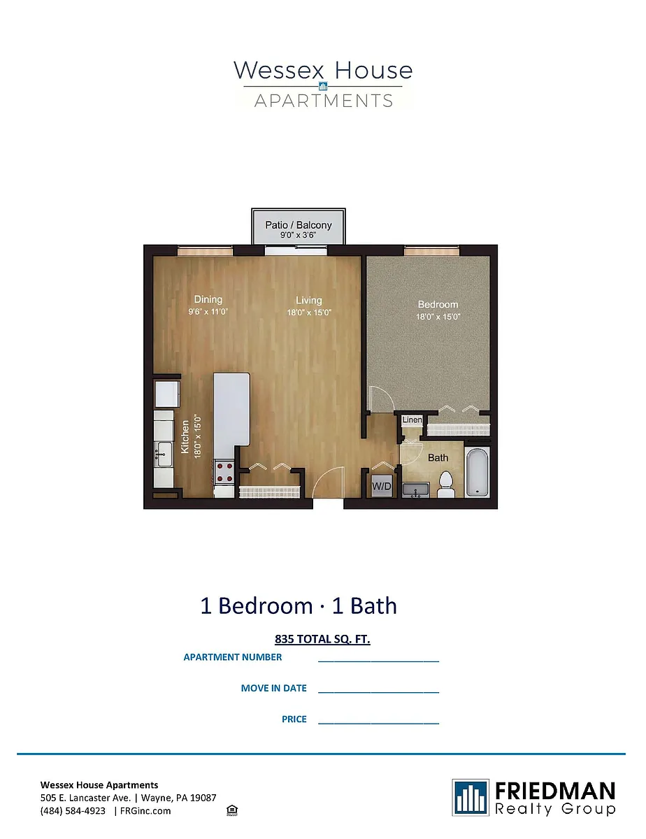Floor plan 1 Bed x 1 Bath E