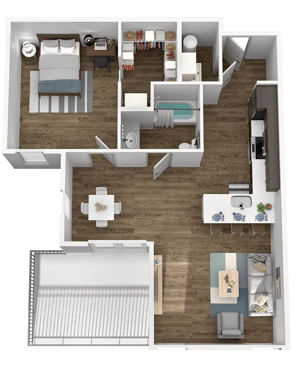 Floor plan 1X1 B