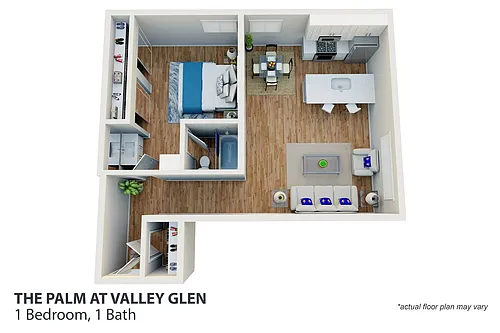 Floor plan 1 Bedroom, 1 Bath