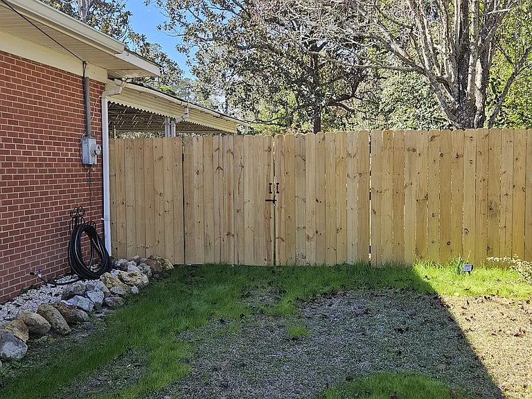 Fenced in backyard