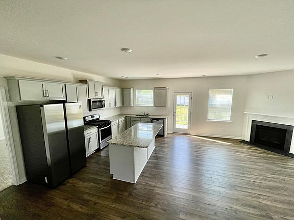 kitchen and family room