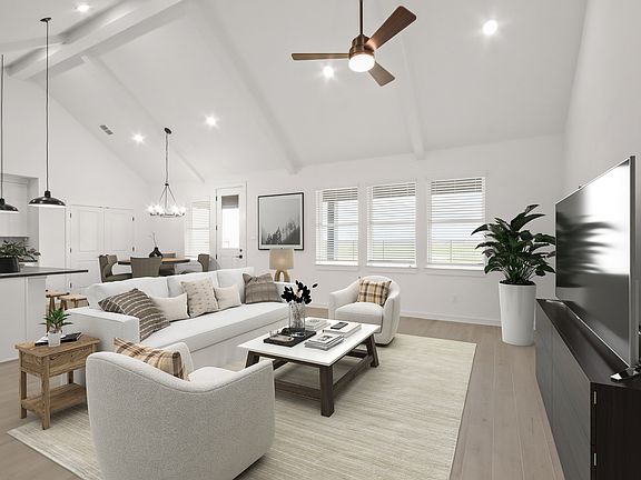 Great room with vaulted ceiling