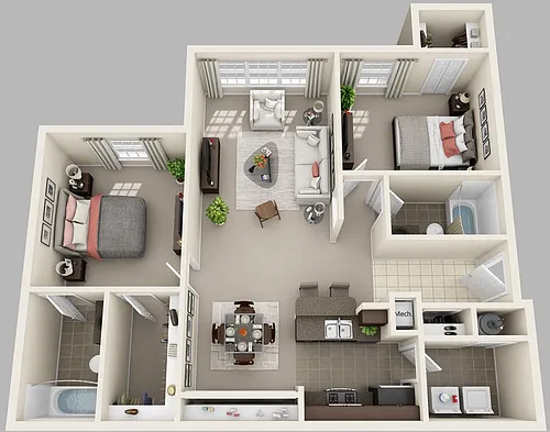 Floor plan 2 Bedroom 2 Bath