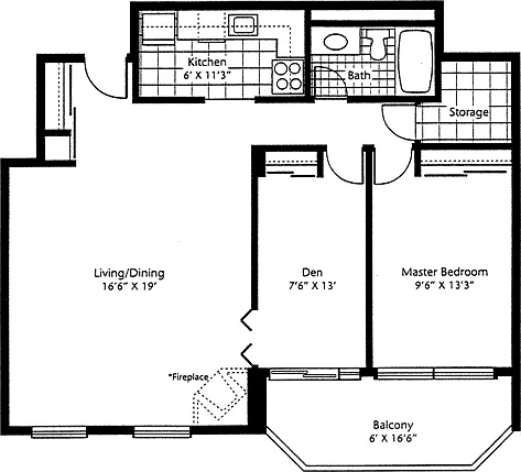 Floor plan 1 Bedroom Den