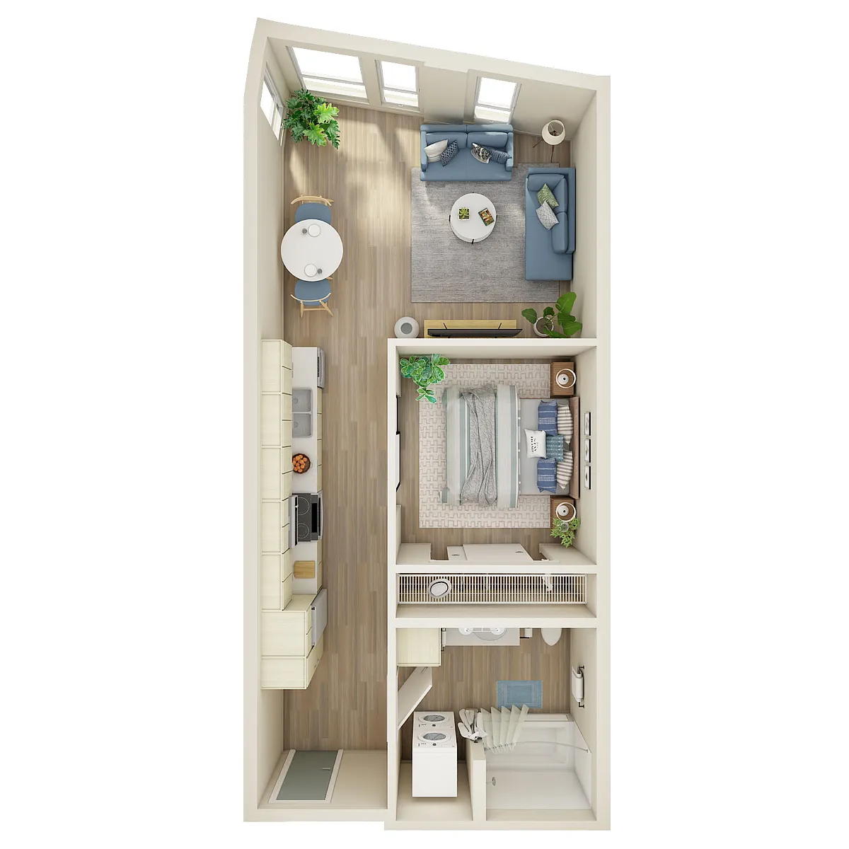 Floor plan Open 1 Bed, 1 Bath - MFTE - F