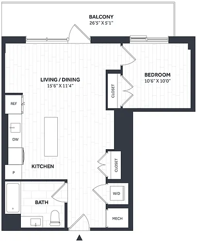 Floor plan 1 Bed/1 Bath - Stratos - AA01