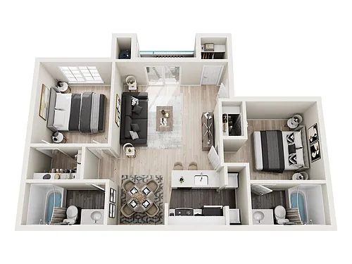 Floor plan Two Bedrooms Two Bathrooms A