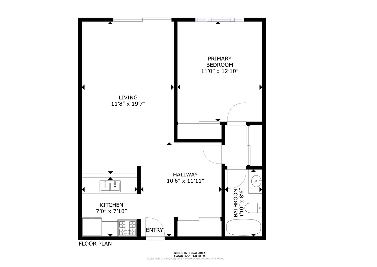 Floor plan 1 Bedroom 1 Bath