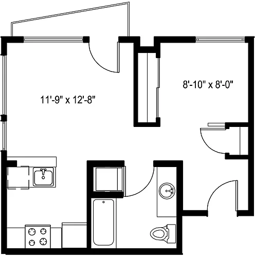 Floor plan Open 1 Bedroom A