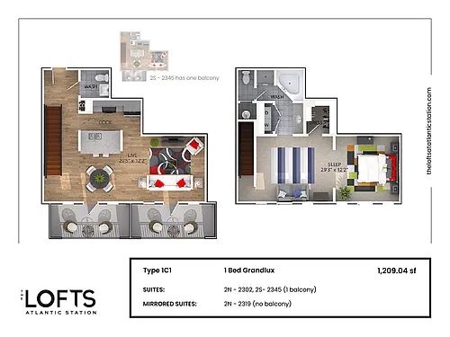 Floor plan 1C1 - 1 Bed Grandlux