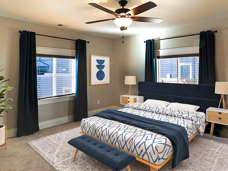Bedroom 1. This image shows a virtually furnished space. Bedrooms come unfurnished.