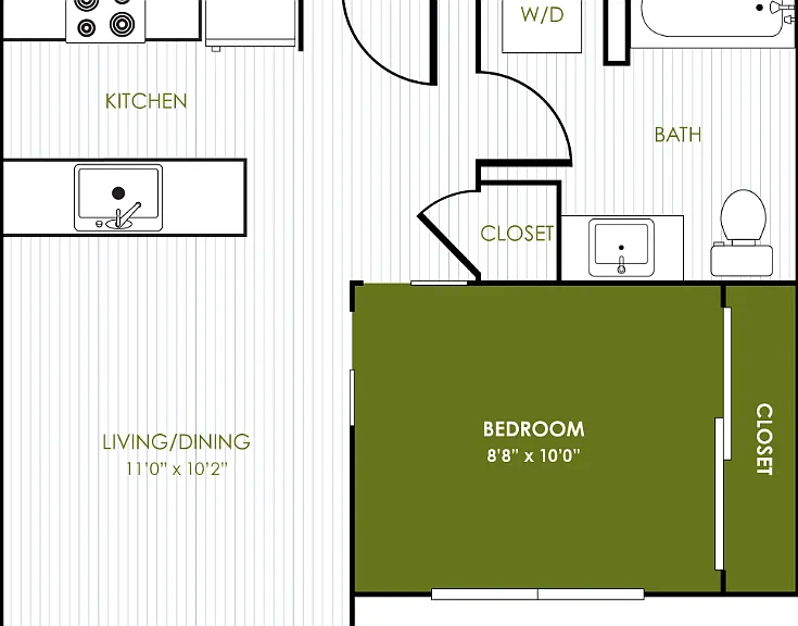 Studio 1 Bathroom A Floorplan Diagram