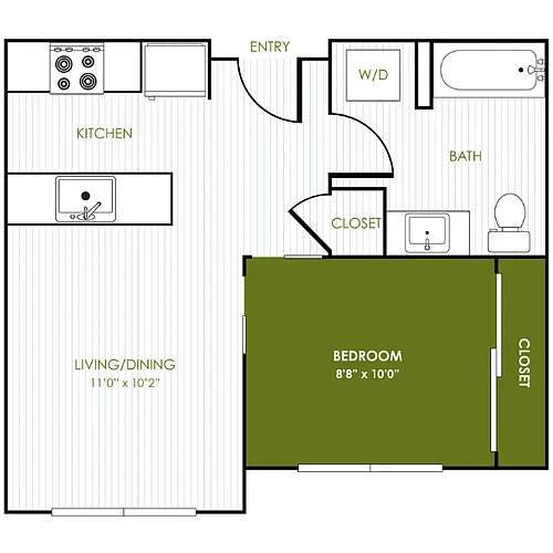 Floor plan Studio 1 Bathroom A
