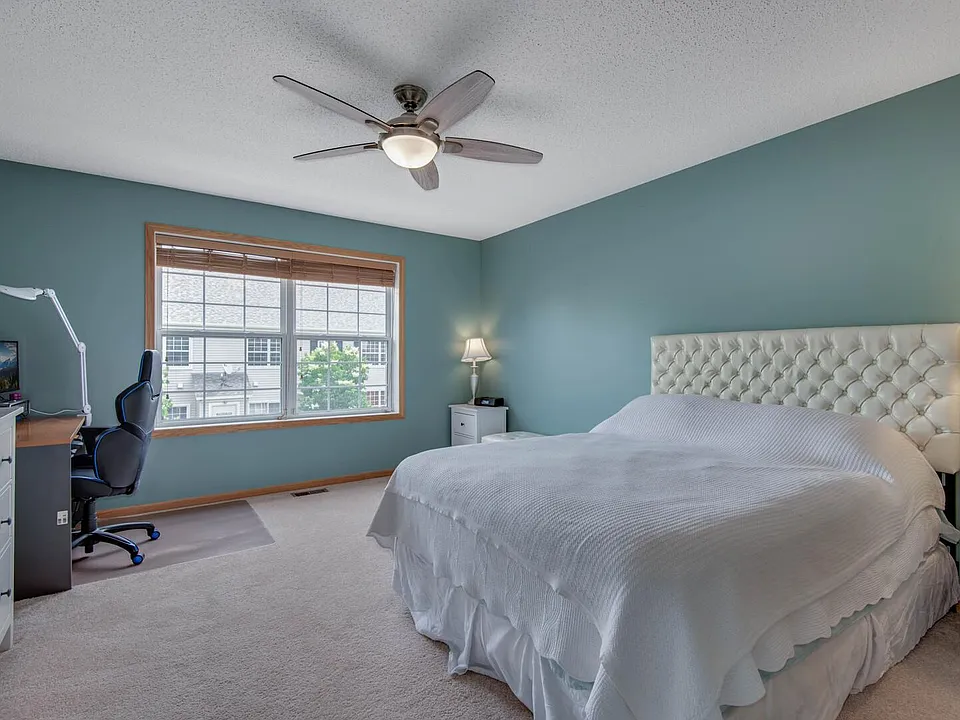 Large master bed and bath, with a walk through closet