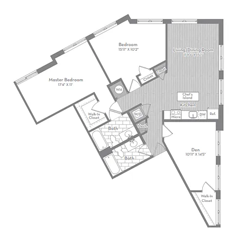 Floor plan C2 - Two Bedroom with Den