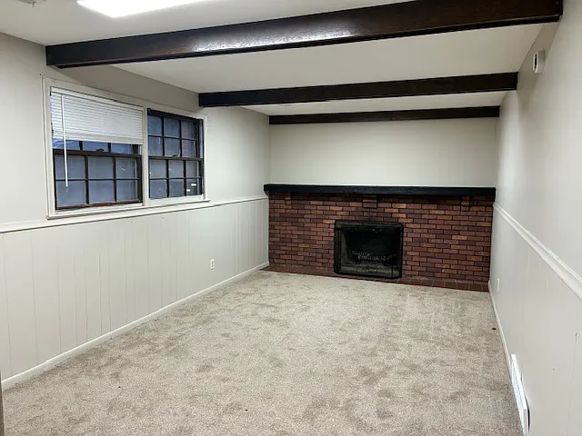 family room in basement