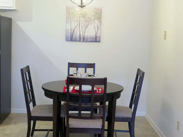 Breakfast nook with upgraded lighting package.