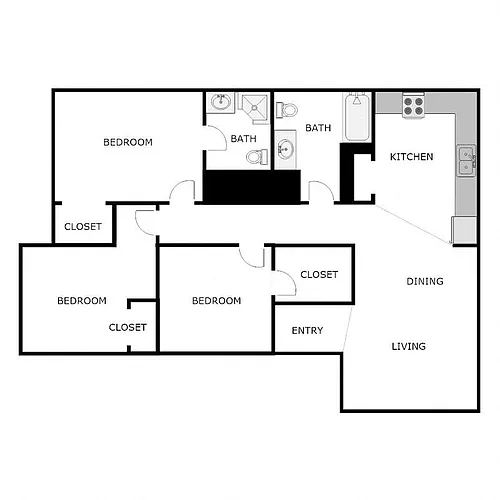Floor plan 3 Bed 2 Bath