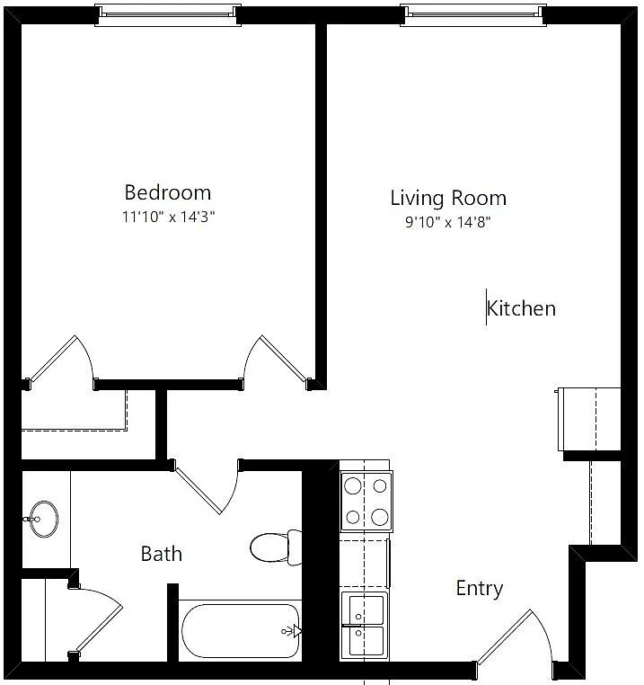 Floor plan One Bedroom One Bath