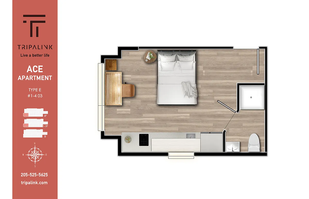 Floor plan Studio - 233 sqft