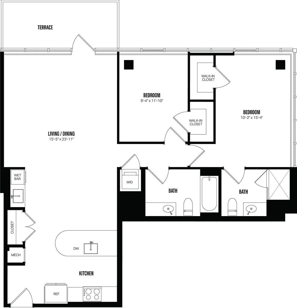 Floor plan 2 Bed/2 Bath-F6
