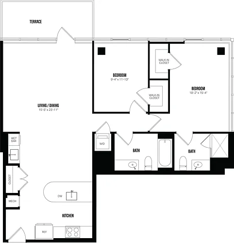 Floor plan 2 Bed/2 Bath-F6