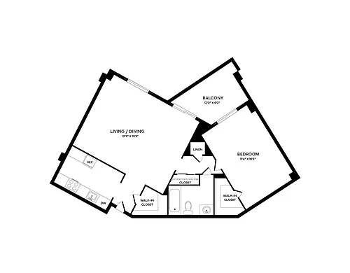Floor plan 1 Bedroom C