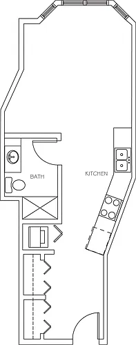 Floor plan Studio, 0.75 Bathroom