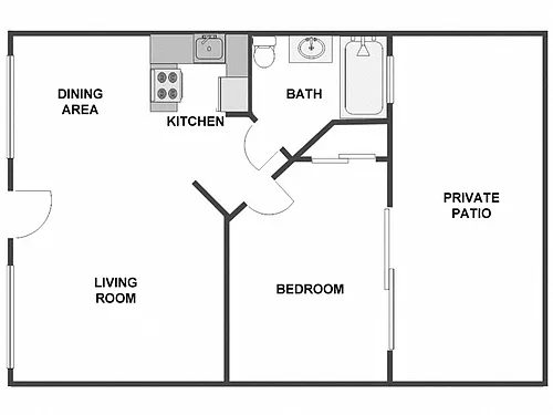 Floor plan 1 Bed / 1 Bath: Type A